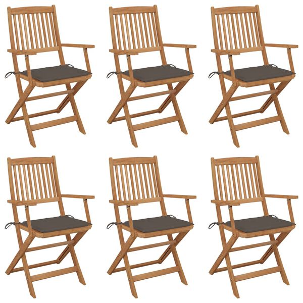 vidaXL Chaises pliables de jardin lot de 6 avec coussins Bois d'acacia