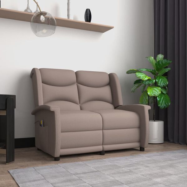 vidaXL Fauteuil de massage inclinable 2 places taupe tissu microfibre
