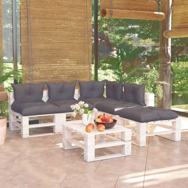 vidaXL Salon palette de jardin 6 pcs avec coussins bois de pin