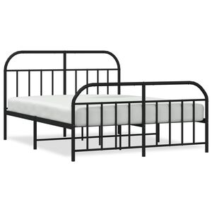 vidaXL Cadre de lit m&eacute;tal sans matelas avec pied de lit noir 180x200cm