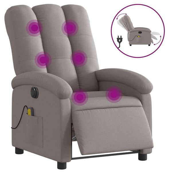 vidaXL Fauteuil de massage inclinable &eacute;lectrique Taupe Tissu
