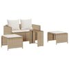 vidaXL Salon de jardin 5 pcs avec coussins empilable beige polyrotin