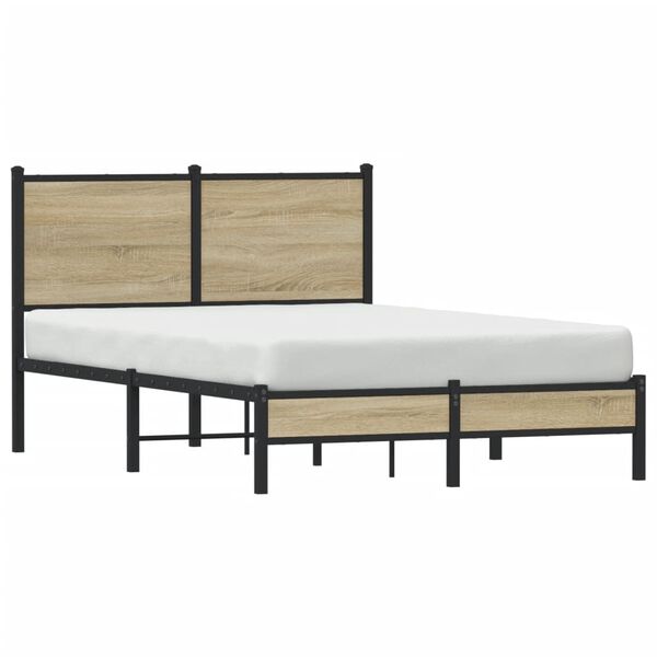 vidaXL Cadre de lit en m&eacute;tal sans matelas ch&ecirc;ne sonoma 120x200 cm