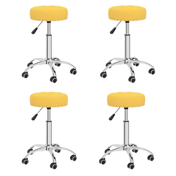 vidaXL Chaises pivotantes &agrave; manger lot de 4 jaune moutarde tissu