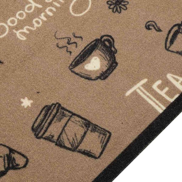 vidaXL Tapis de cuisine lavable imprim&eacute; Morning brun 60x180 cm velours