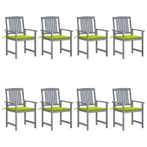 vidaXL Chaises de jardin et coussins lot de 8 Bois acacia solide Gris