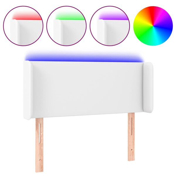 vidaXL T&ecirc;te de lit &agrave; LED Blanc 83x16x78/88 cm Similicuir