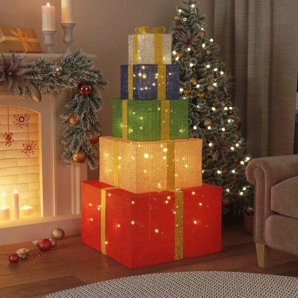 vidaXL Bo&icirc;te-cadeau de d&eacute;coration de No&euml;l 250 LED blanc chaud