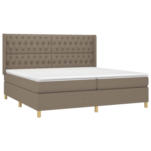 vidaXL Sommier &agrave; lattes de lit matelas et LED Taupe 200x200 cm Tissu