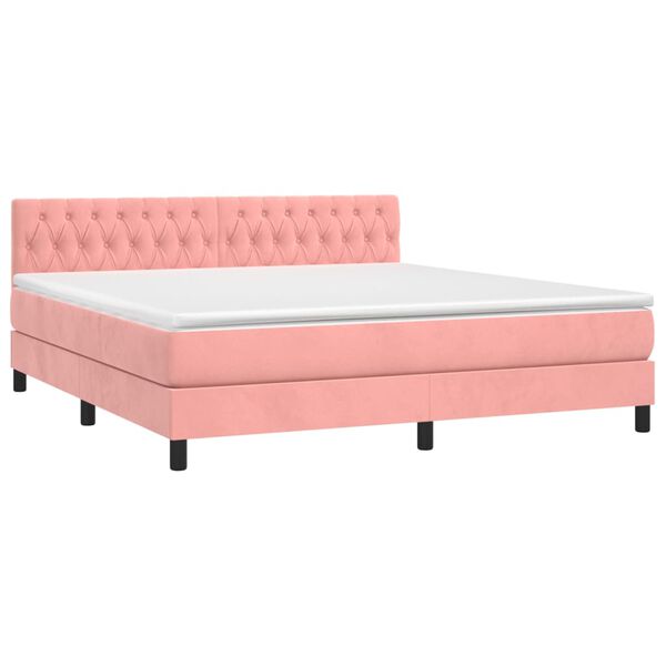 vidaXL Sommier &agrave; lattes de lit avec matelas et LED Rose 160x200 cm