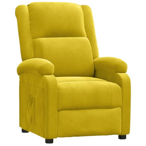 vidaXL Fauteuil inclinable jaune velours
