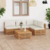 vidaXL Salon de jardin 5 pcs avec coussin cr&egrave;me bois de teck solide