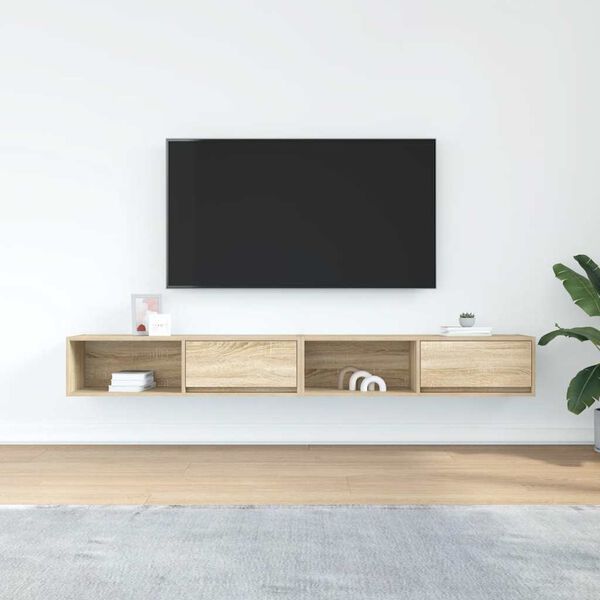 vidaXL Meubles TV 2 pcs ch&ecirc;ne sonoma 100x31x25,5 cm bois d'ing&eacute;nierie