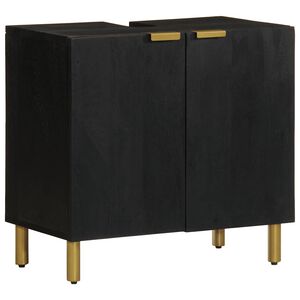 vidaXL Armoire lavabo de salle de bain noir bois d'ing&eacute;nierie