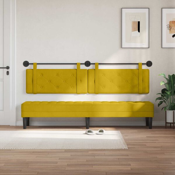 vidaXL T&ecirc;te de lit suspendue Jaune 210 x 55 x 5 cm Velours
