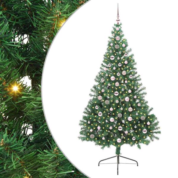 vidaXL Sapin de No&euml;l artificiel pr&eacute;-&eacute;clair&eacute; Vert 240 cm PVC