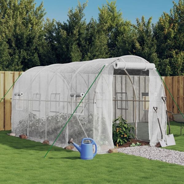 vidaXL Serre avec cadre en acier blanc 8 m&sup2; 4x2x2 m