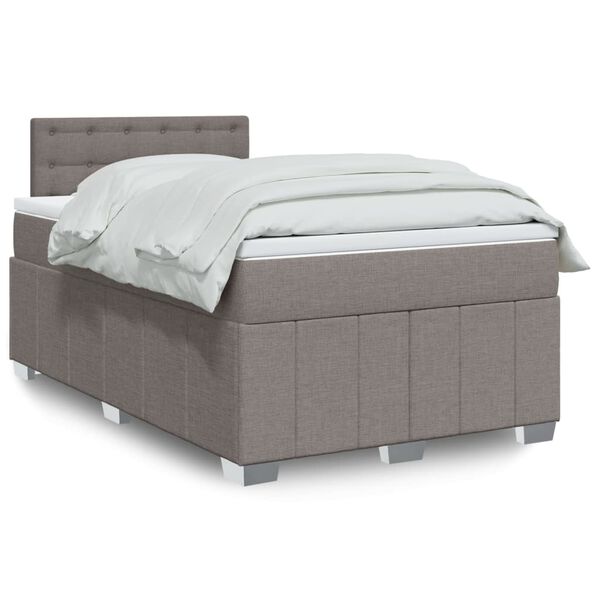 vidaXL Sommier &agrave; lattes de lit avec matelas Taupe 120x200 cm Tissu