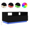 vidaXL Table basse avec lumi&egrave;res LED ch&ecirc;ne noir 90x49x40 cm