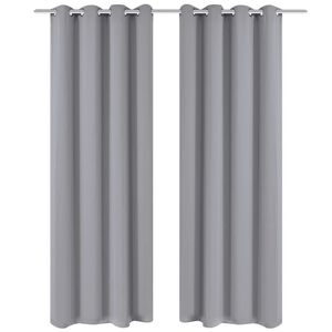 vidaXL Rideau occultant 2 pcs avec œillets métalliques 135x175 cm Gris