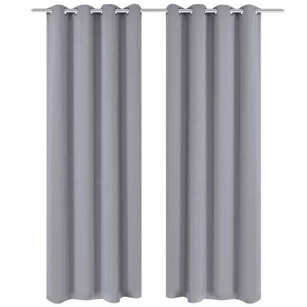 vidaXL Rideau occultant 2 pcs avec œillets métalliques 135x175 cm Gris