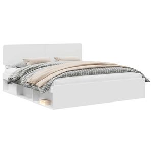 vidaXL Cadre de lit avec t&ecirc;te de lit Blanc 200 x 200 cm Pin massif