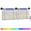 vidaXL T&ecirc;te de lit suspendue Avec lumi&egrave;re LED Cr&egrave;me Velours