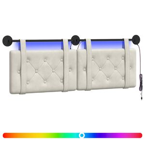 vidaXL T&ecirc;te de lit suspendue Avec lumi&egrave;re LED Cr&egrave;me Velours
