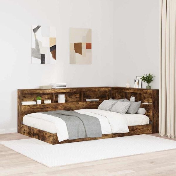 vidaXL T&ecirc;te de lit de rangement Ch&ecirc;ne fum&eacute; 120 cm Bois d'ing&eacute;nierie