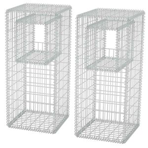 vidaXL Jardini&egrave;re/Poteau de panier gabion 2 pcs Acier 50x50x120 cm