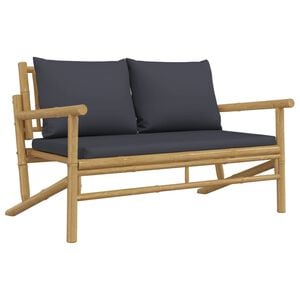 vidaXL Banc de jardin avec coussins gris fonc&eacute; bambou