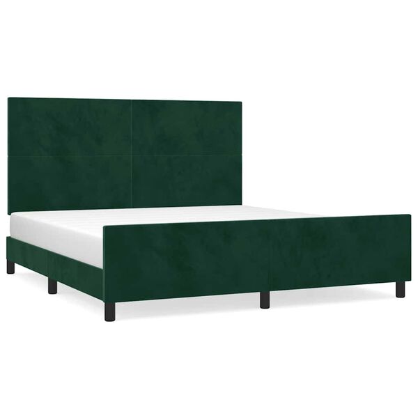 vidaXL Cadre de lit sans matelas vert fonc&eacute; 160x200 cm velours