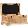 vidaXL Banc de rangement Cuir v&eacute;ritable Bois de manguier 80x44x44 cm