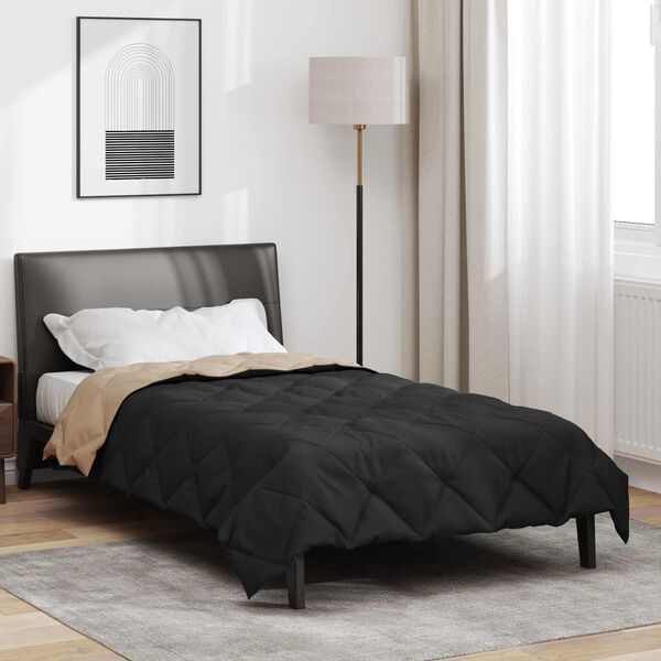 vidaXL Duvet complet toute l'ann&eacute;e Noir et Taupe 200 x 135 cm