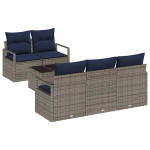 vidaXL Ensemble de Canap&eacute;s 6 pc 5-Nombre de places Gris et marine