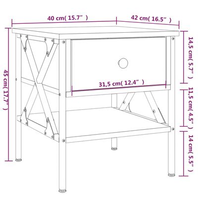 vidaXL Tables de chevet 2 pcs chêne sonoma 40x42x45 cm bois ingénierie