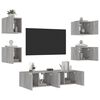 vidaXL Unit&eacute;s murales TV avec LED 6 pcs gris sonoma bois d'ing&eacute;nierie