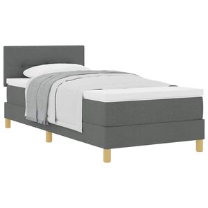 vidaXL Lit &agrave; ressorts avec coussin Gris fonc&eacute; 80 x 200 cm tissu