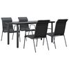 vidaXL Ensemble &agrave; manger de jardin 5 pcs noir textil&egrave;ne et acier