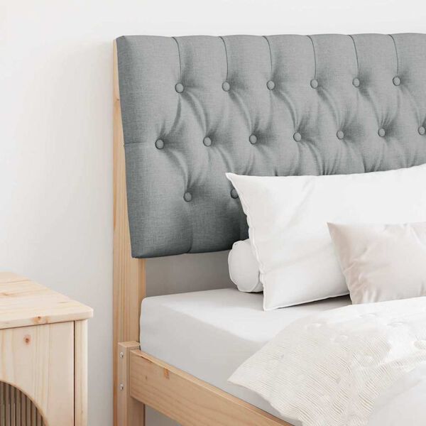 vidaXL T&ecirc;te de lit capitonn&eacute;e Gris clair 90 cm Pin massif
