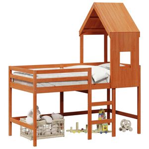 vidaXL Cadre de lit mezzanine Brun Cir&eacute; 90 x 190 cm Pin massif
