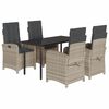 vidaXL Ensemble &agrave; manger de jardin et coussins 5 pcs gris clair rotin
