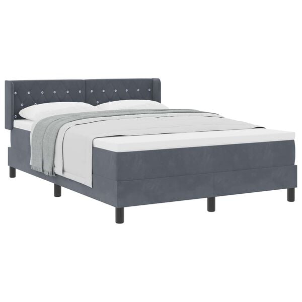 vidaXL Lit &agrave; ressorts avec matelas Gris fonc&eacute; 200 x 140 cm Polyester