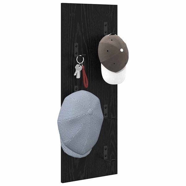 vidaXL Porte-manteau mural Montage mural Chêne noir 30 x 1,5 x 80 cm