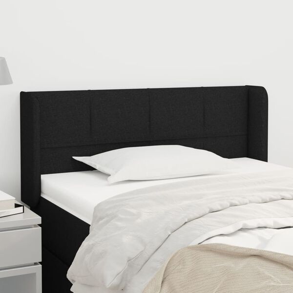 vidaXL T&ecirc;te de lit avec oreilles Noir 103x16x78/88 cm Tissu