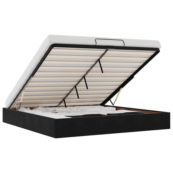 VidaXL Cadre de lit ottoman avec matelas noir 180x200 cm velours