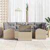 vidaXL Ensemble de canap&eacute; de jardin 7 pcs Beige Poly rotin