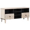 vidaXL Meuble TV Blanc 100 x 33,5 x 46 cm Bois de mangue massif