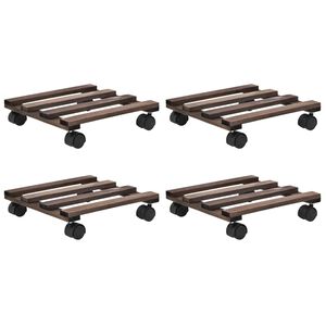 vidaXL Support roulant &agrave; plantes Bois de c&egrave;dre 4 pcs 25 x 25 cm