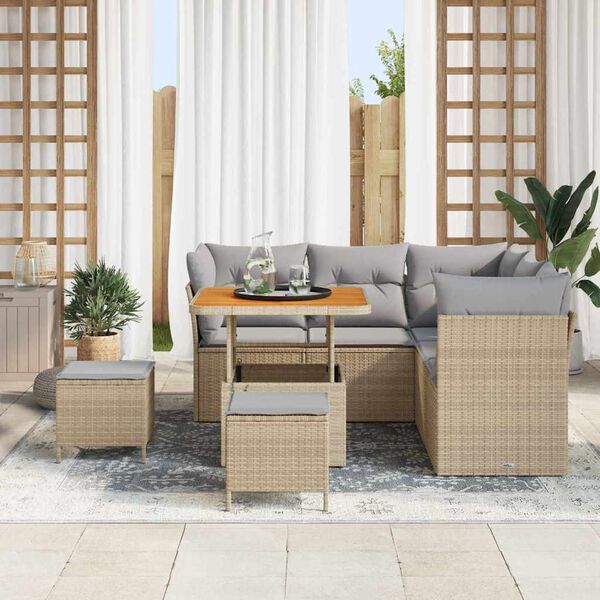 vidaXL Ensemble de canap&eacute; de jardin 8 pcs beige et gris clair